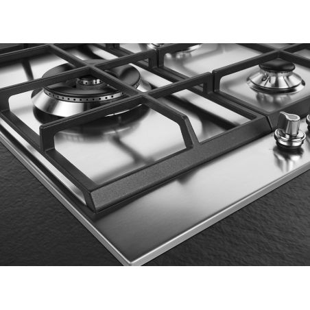 SMEG Classica Table de cuisson gaz 75cm Inox, 5 foyers, grilles fonte PGF75-4
