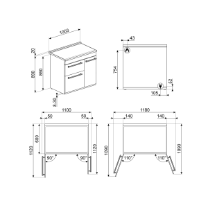 Piano de cuisson SMEG Concerto 100x60 cm gaz Noir | CX103GMBL