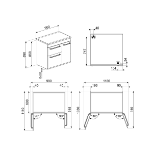 Piano de cuisson SMEG Concerto 90x60 cm 5 feux gaz Noir | CX93GMBL