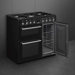 Piano de cuisson SMEG Concerto 90x60 cm 5 feux gaz Noir | CX93GMBL