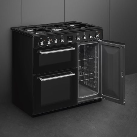 Piano de cuisson SMEG Concerto 90x60 cm 5 feux gaz Noir | CX93GMBL