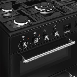 Piano de cuisson SMEG Concerto 90x60 cm 5 feux gaz Noir | CX93GMBL