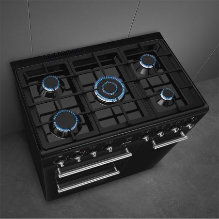 Piano de cuisson SMEG Concerto 90x60 cm 5 feux gaz Noir | CX93GMBL