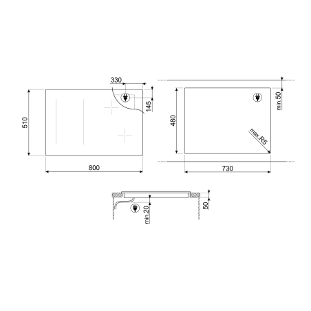 SMEG Classica SI1M4744D table induction 70/75cm noir Multizone, Boosters, sécurité