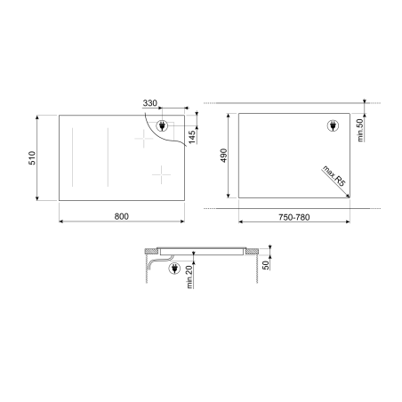 SMEG Classica SI1M4854D table induction 80cm Multizone, 5 foyers, boosters, sécurité