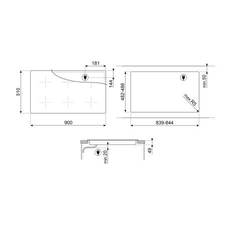 SMEG Classica Table de cuisson 90cm induction Multizone Slider SI1M4954D