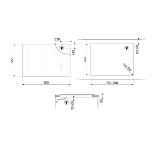 SMEG Classica SIM3864D Table induction 80cm 6 foyers Multizone Booster Sécurisée