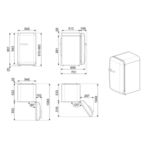 Réfrigérateur Smeg FAB10RDUJ6 Années 50 Union Jack 122L - 35dB