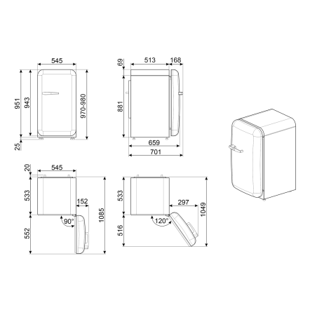 Réfrigérateur Smeg FAB10RDUJ6 Années 50 Union Jack 122L - 35dB
