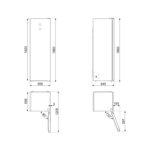 Smeg Universel FS18EV3HX Réfrigérateur 60cm Inox froid ventilé 389L