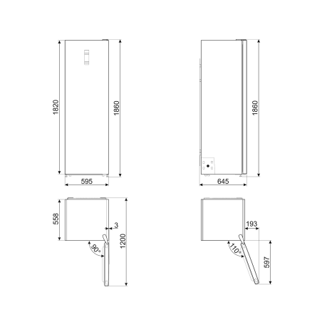 Smeg Universel FS18EV3HX Réfrigérateur 60cm Inox froid ventilé 389L
