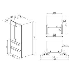 Réfrigérateur Universel Noir 182 cm, Froid ventilé, LED, 539L, Inverter, FQ55FNDE