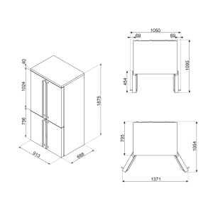 Réfrigérateur 4 portes crème Colonial 572L LED Frais Actif FQ60CPO6 pose libre