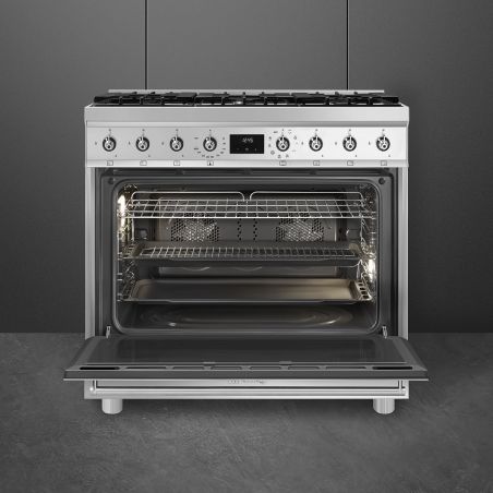 Piano de cuisson SMEG C9GMX2 90x60 cm gaz inox Four 115L Vapor Clean