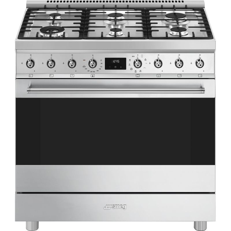 Piano de cuisson SMEG C9GMX2 90x60 cm gaz inox Four 115L Vapor Clean