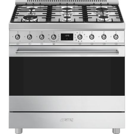 Piano de cuisson SMEG C9GMX2 90x60 cm gaz inox Four 115L Vapor Clean