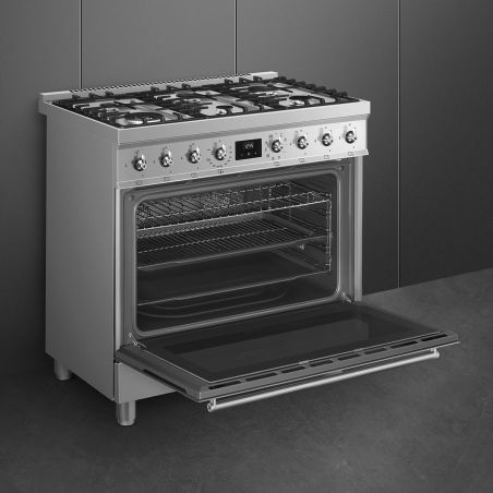 Piano de cuisson SMEG C9GMX2 90x60 cm gaz inox Four 115L Vapor Clean
