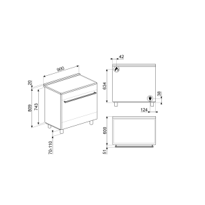Piano de cuisson SMEG C9GMX2 90x60 cm gaz inox Four 115L Vapor Clean