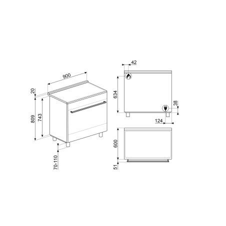 Piano de cuisson SMEG C9GMX2 90x60 cm gaz inox Four 115L Vapor Clean