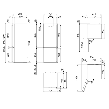 Réfrigérateur combiné Smeg FA8005LPO6 70cm crème 481L