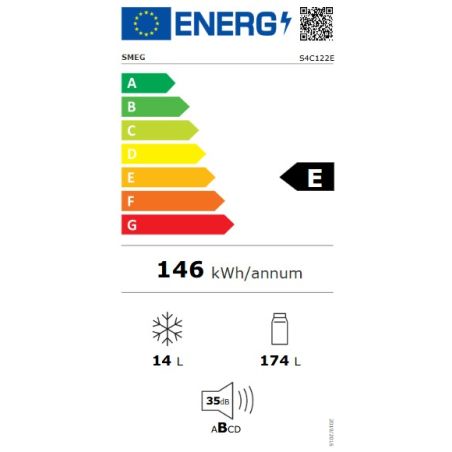 Réfrigérateur universel intégrable 1 porte 188L blanc, niche 122 cm S4C122E LED, congélateur, basse consommation