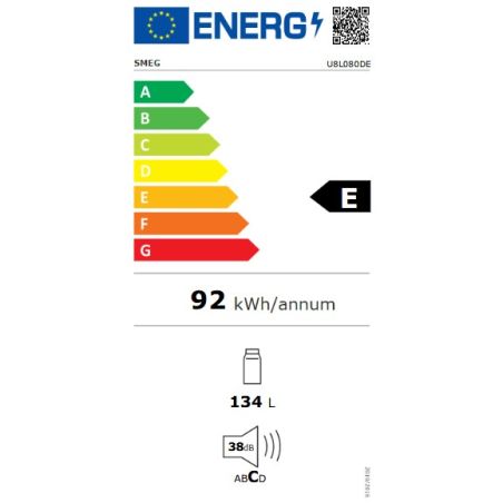 Réfrigérateur SMEG universel encastrable 60cm 134L 38 dB blanche U8L080DE