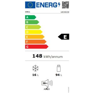 Smeg Universel Réfrigérateur sous-plan 60cm blanc, contrôle électronique, compartiment congélation, U8C082DE