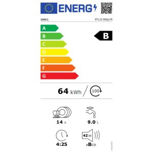 Lave-vaisselle tout intégrable 60 cm Smeg STL323BQLFR 14 couverts 42 dB
