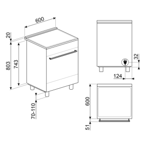 Piano de cuisson SMEG C6IPMBM2 60x60 cm induction noir Pyrolyse 70L