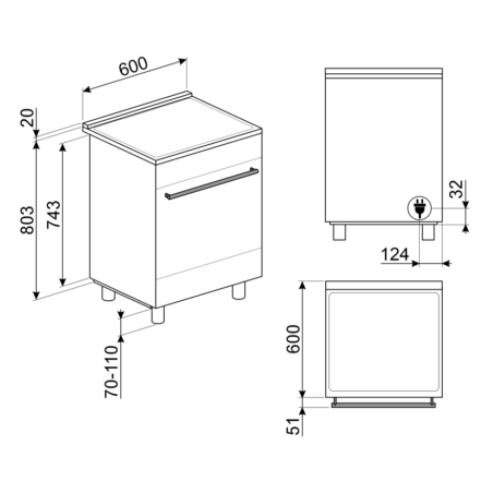 Piano de cuisson SMEG C6IPMBM2 60x60 cm induction noir Pyrolyse 70L