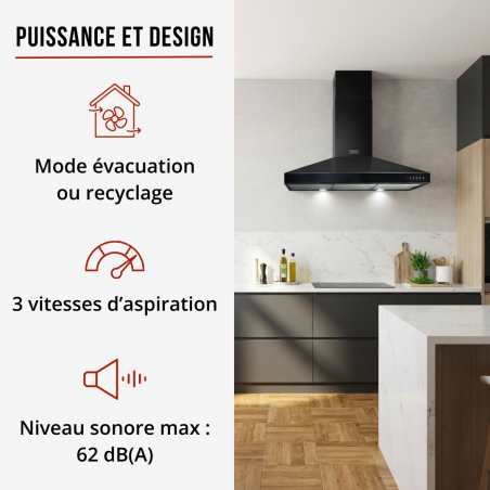 Hotte de cuisine Stoves Quadrifoglio 90 cm murale Noire - PHOT90