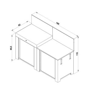 Cuisine ESSENTIAL 160cm 2 modules acier galvanisé 3224780044314