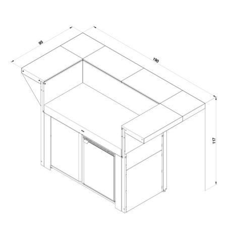 Îlot cuisine extérieur Modulo 120cm avec frigo Cargo 3224780044796
