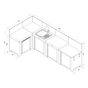 Cuisine d'été Eno COMFORT 300x140cm 4 modules frigo 3224780044338