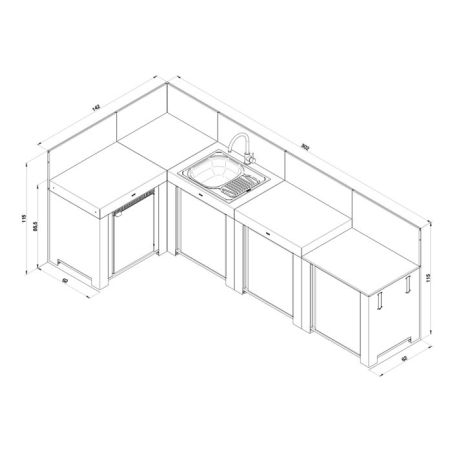 Cuisine d'été Eno COMFORT 300x140cm 4 modules frigo 3224780044338