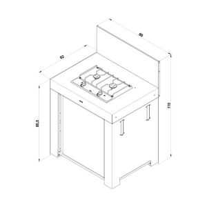 Module MODULO MASTER 80cm 2 Brûleurs Inox 304L - 3224780000587