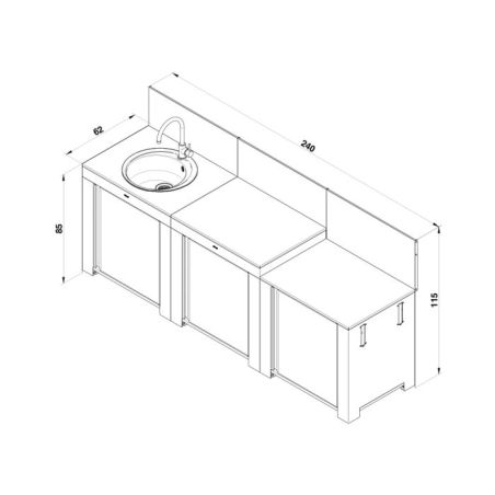Cuisine d'été CLASSIC 3 modules Inox 240cm Int/Ext 3224780044369