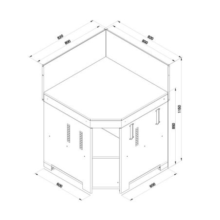 Meuble Angle ENO Modulo Inox 82cm Cuisine Extérieure MODULO Angle-Inox
