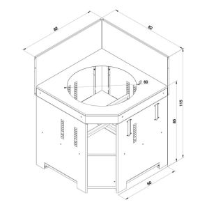 Meuble d'angle Kamado ENO Modulo 82cm Inox/Acier 3224780044291