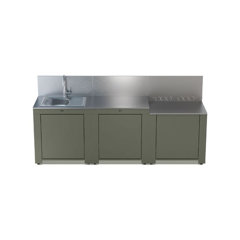 CLASSIC Sauge 240cm - Cuisine 3 modules Inox - 3224780000136