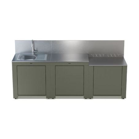 CLASSIC Sauge 240cm - Cuisine 3 modules Inox - 3224780000136