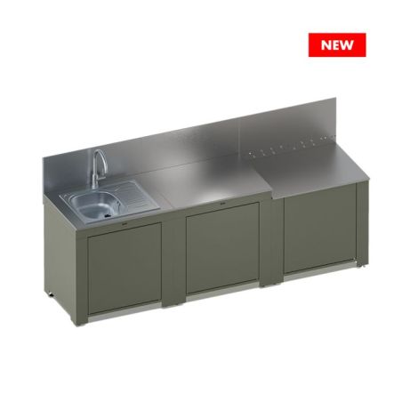 CLASSIC Sauge 240cm - Cuisine 3 modules Inox - 3224780000136