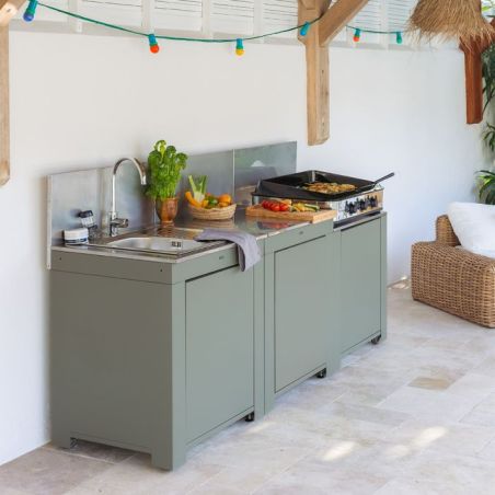 CLASSIC Sauge 240cm - Cuisine 3 modules Inox - 3224780000136
