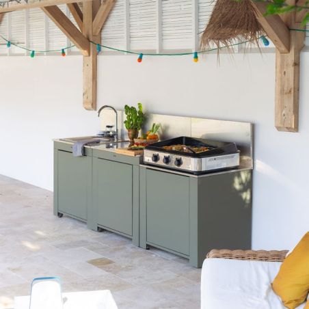 CLASSIC Sauge 240cm - Cuisine 3 modules Inox - 3224780000136