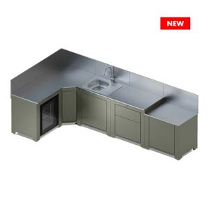 Cuisine d'été COMFORT Sauge Inox 322cm Frigo 3224780000129
