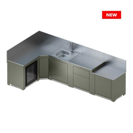 Cuisine d'été COMFORT Sauge Inox 322cm Frigo 3224780000129