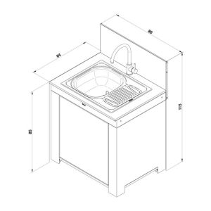 Meuble évier extérieur Eno MODULO Évier-Sauge 80cm Acier Inox