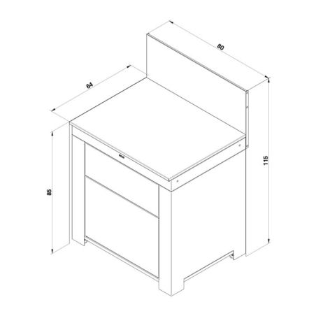 Eno MODULO Plan de travail-Tiroirs-Sauge Module 80cm Inox Tiroirs