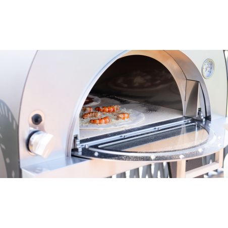 Four pizza bois LUX 2 - Gris + Pelle à Pizzas + Chariot + Tablette latérale - OVENEAT