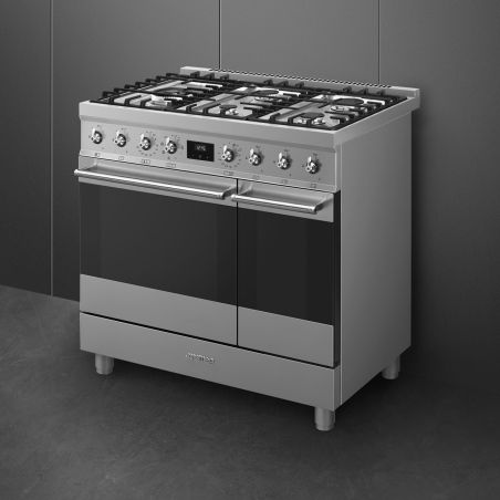Piano de cuisson SMEG C92GMX2 90 cm inox - Double four gaz multifonction